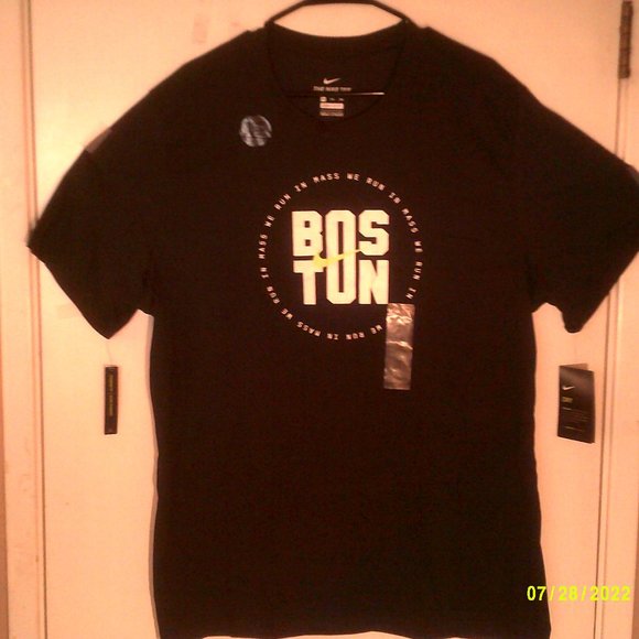 NEW NIKE DRI-FIT RUNNING "Boston Marathon Tee" MEN'S BLACK T-SHIRT 2XL - Picture 1 of 6